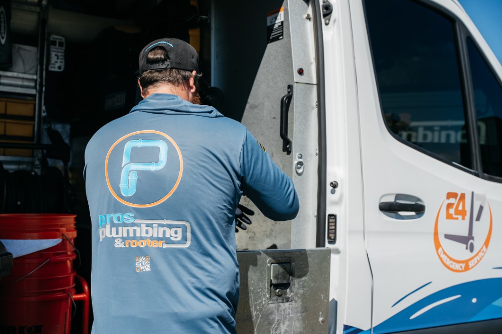 Pros Plumbing & Rooter service van ready for water heater calls